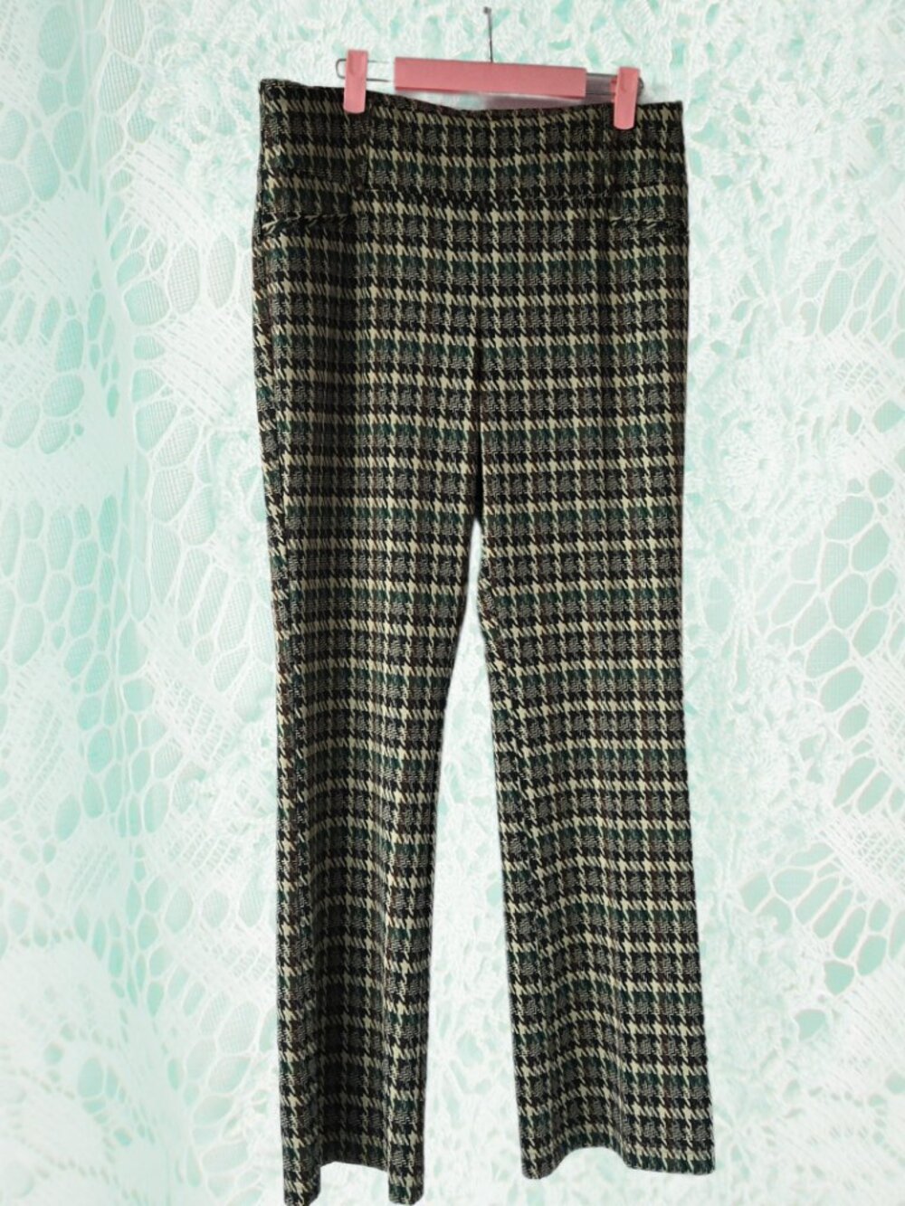 SOHO Houndstooth Trousers Stretchy Contemporary Office Business Autumn Pants
